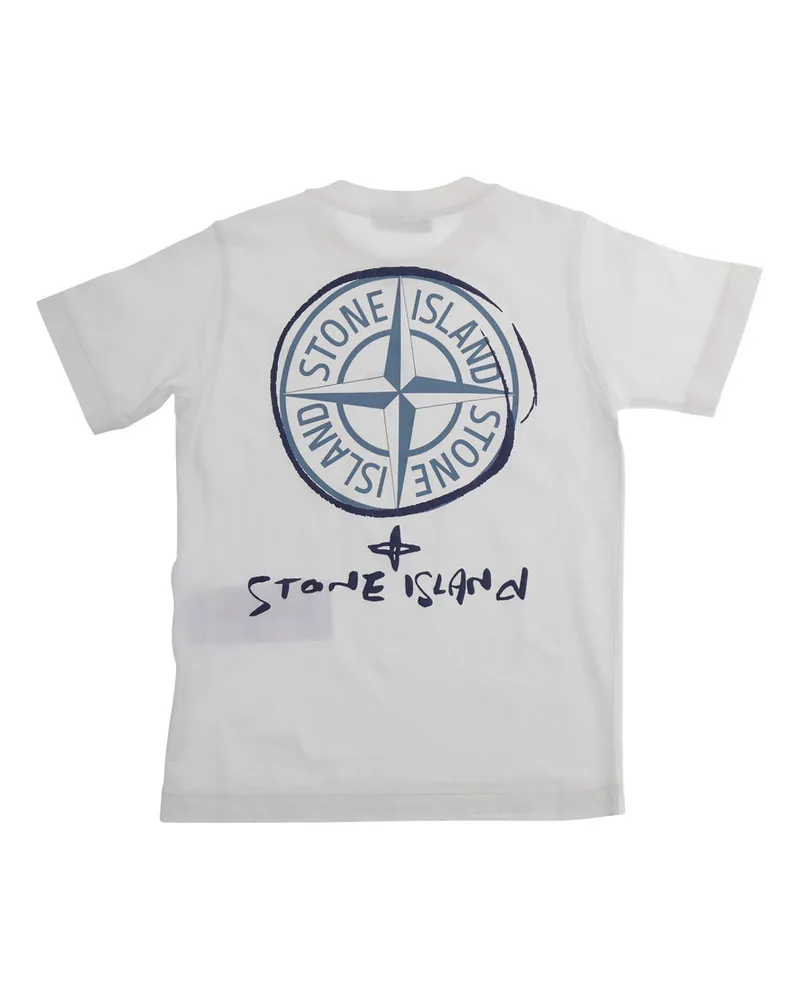 Stone Island Logo-Print Cotton T-Shirt — White White