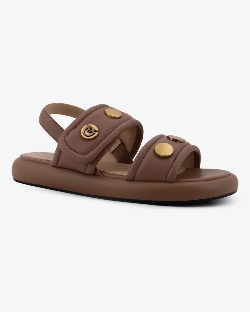 Pinko Women's Sandals Fiona Leather Brown Brown