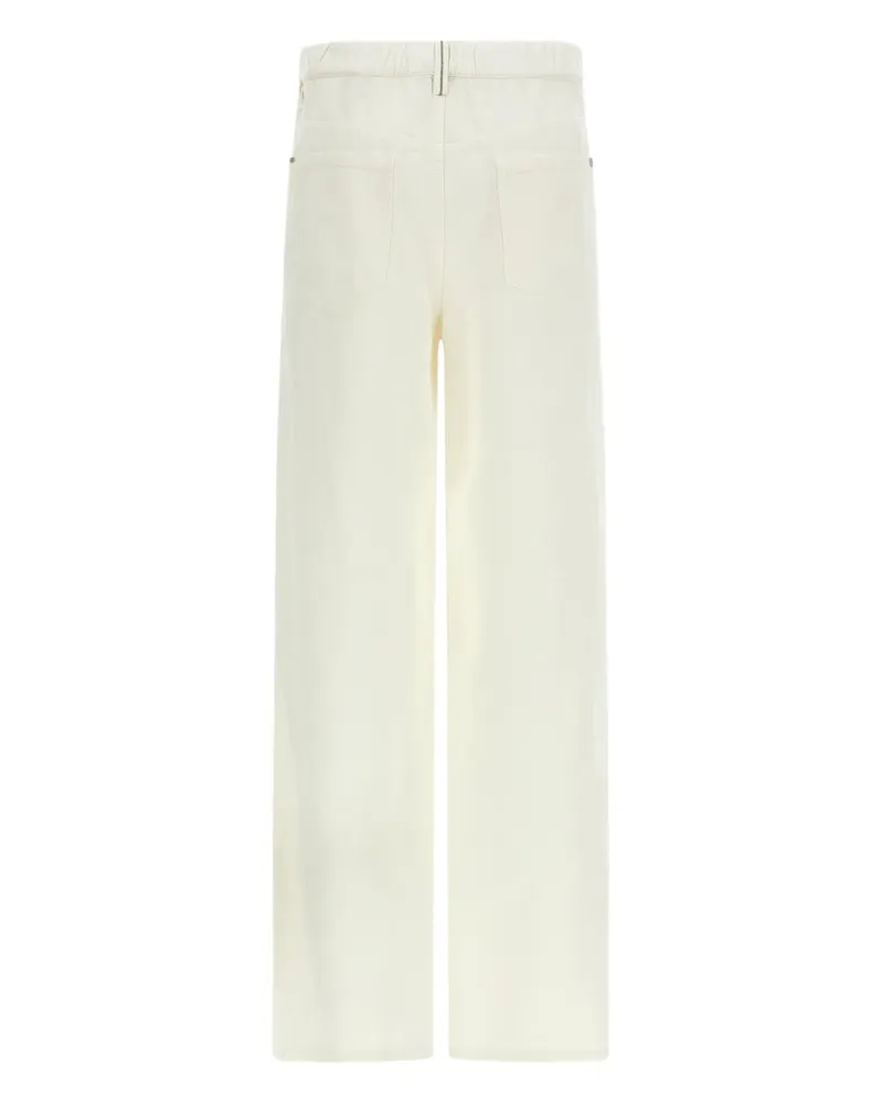 Brunello Cucinelli Women's Elastic Waistband Pocket Trousers Ss26 W Ivory