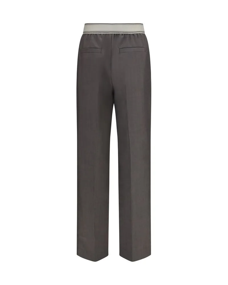 Versace Women's Gray Wool Oves Aries Pants Gray