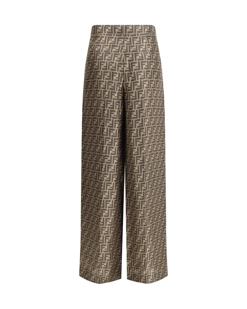 Fendi Women's Brown Silk Casual Pants Brown