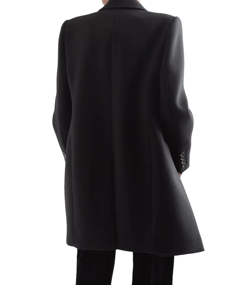 Saint Laurent Men's Black Wool Coat Clothing Black