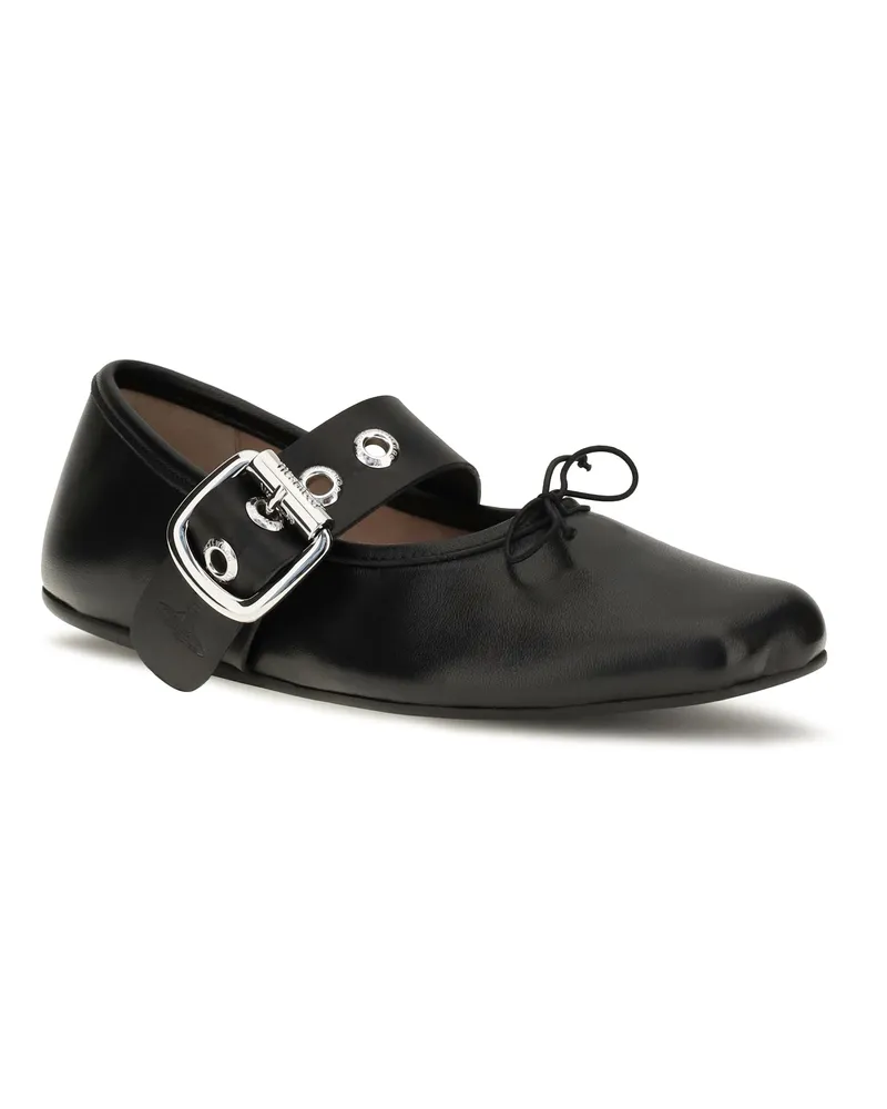 Vivienne Westwood Women's Leather Ballerinas Alice Black Calf Ballerina Shoes Black