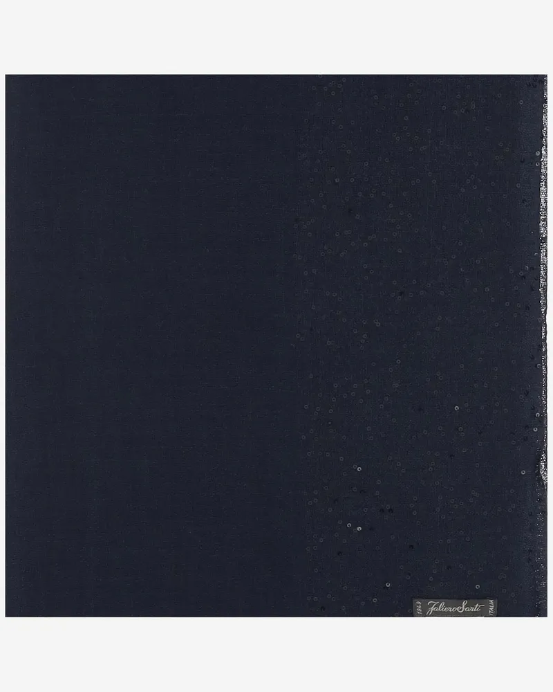 Faliero Sarti Women's Scarf Dalila Wool-Blend Navy With Sequins Virgin Wool Scarfs Navy