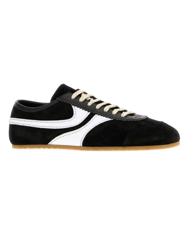 Dries van Noten Men's Two-Tone Leather And Suede Sneakers Blackwhite Black
