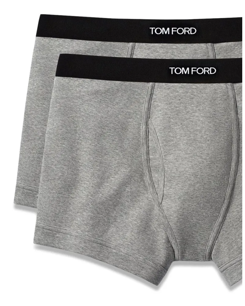 Tom Ford Cotton Two-Pack Boxer Briefs — Gray Gray