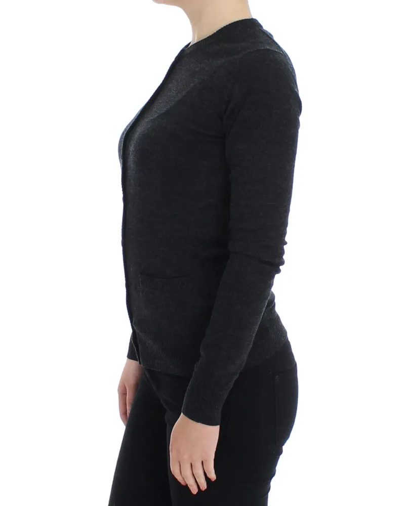 Dolce & Gabbana Women Gray Wool Button Cardigan Sweater Goatskin Clothing Gray
