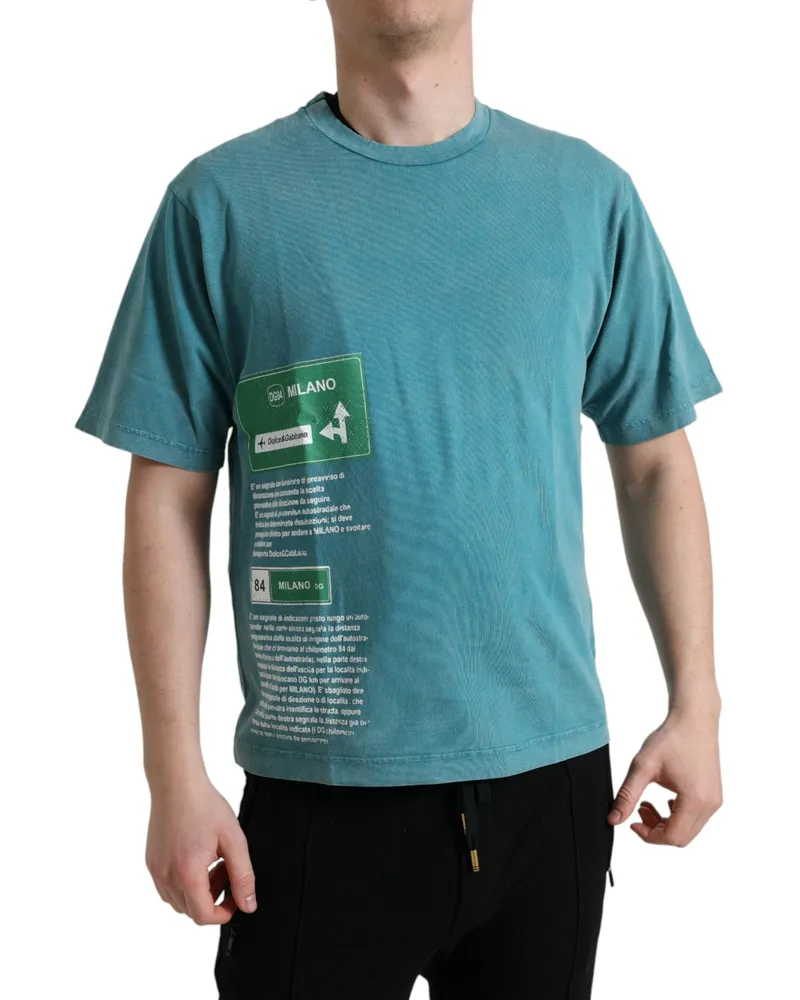 Dolce & Gabbana Milano Street Logo Cotton T-Shirt — Blue Blue