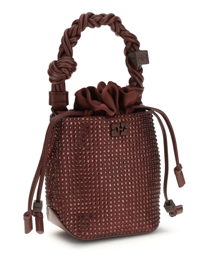 Ganni Women's Mini Handbag Bou Buckle Burgundy Recycled Polyester Handbags Hand Bags Burgundy