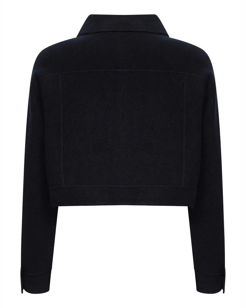 Max Mara Women's Navy Blue Cropped Jacket Virgin Wool Navy