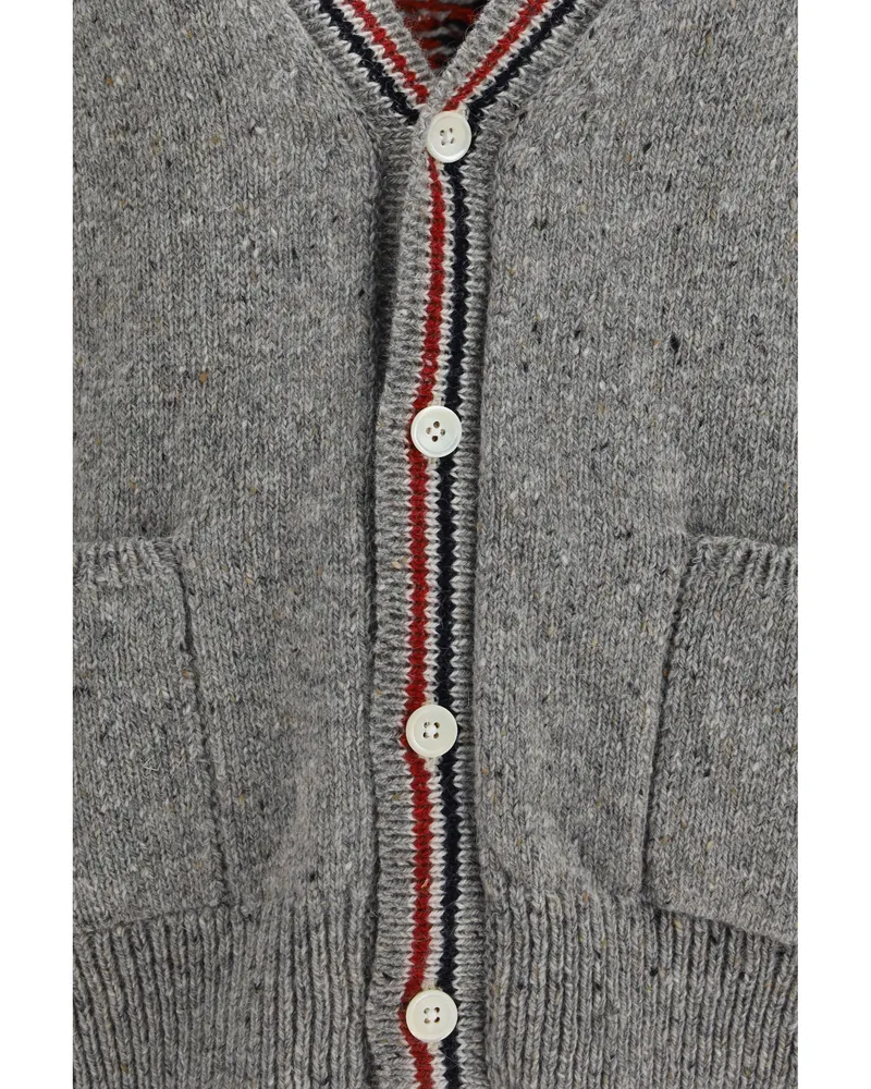 Thom Browne Men's Cardigan Hector Donegal Yarn Light Grey Merino Wool (ovis Aries) Sweater Gray