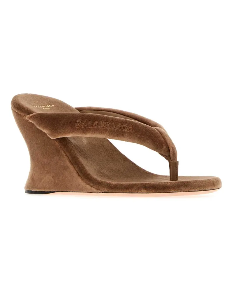 Balenciaga Velvet Sculptural Sandal — Brown Brown
