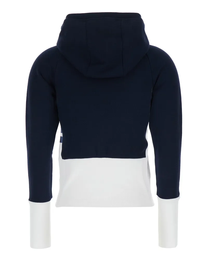 Thom Browne Women's Hoodie Blue Colour-Block Cotton Sweatshirts Sweater Blue