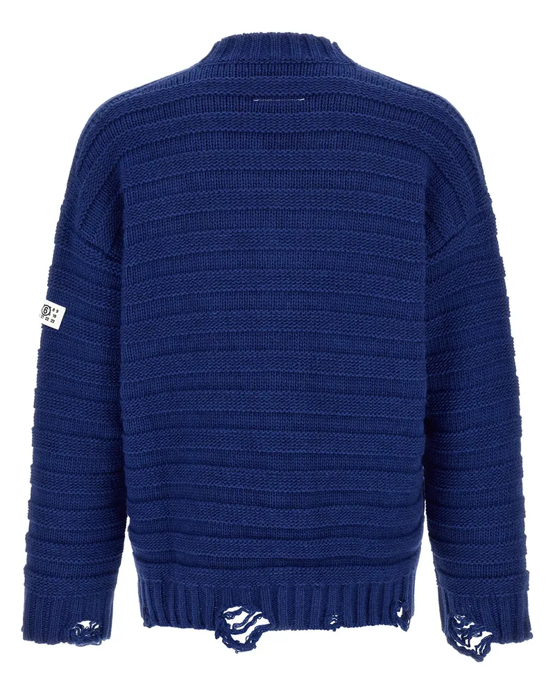 Maison Margiela Men's Blue Virgin Wool Cardigan Clothing Blue