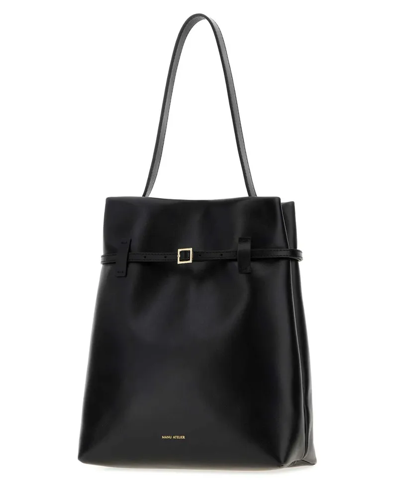 Manu Atelier Women's Black Leather Shopping Bag Borse A Mano Black