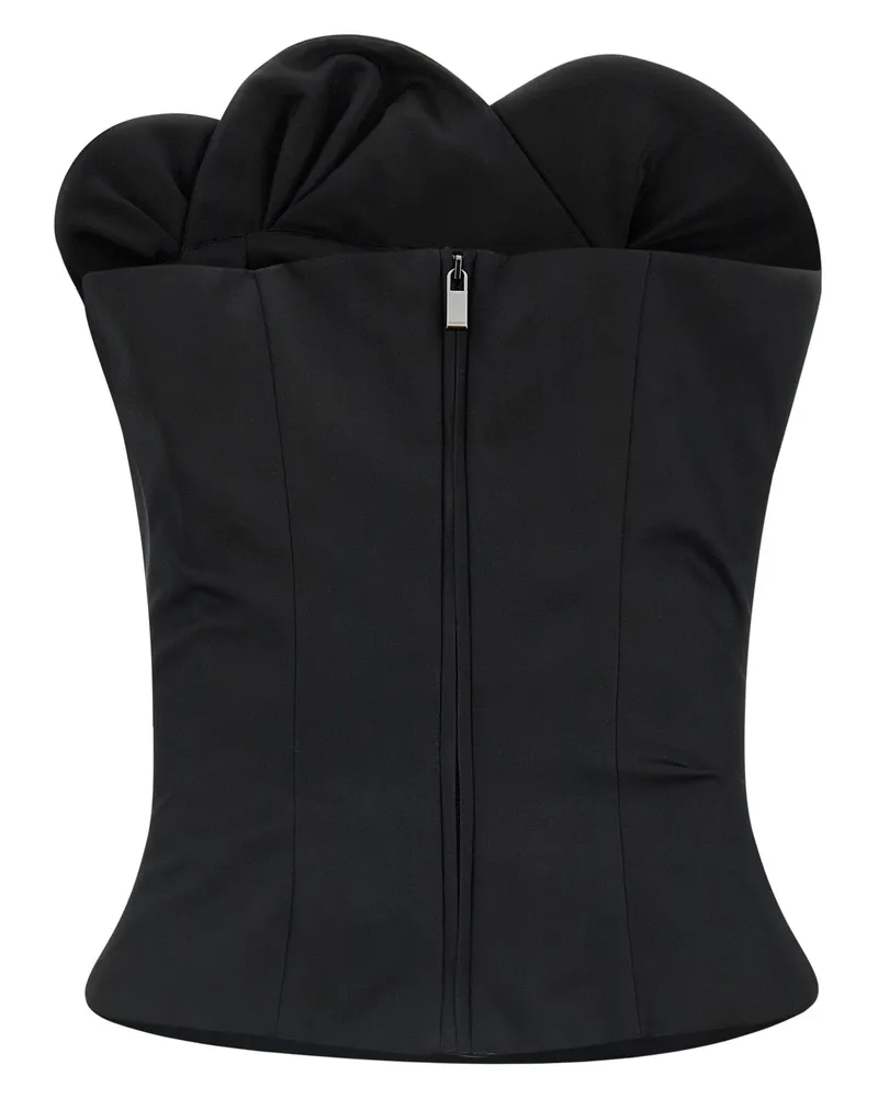 Magda Butrym Off-The-Shoulder Wool-Silk Corset Top — Black Black
