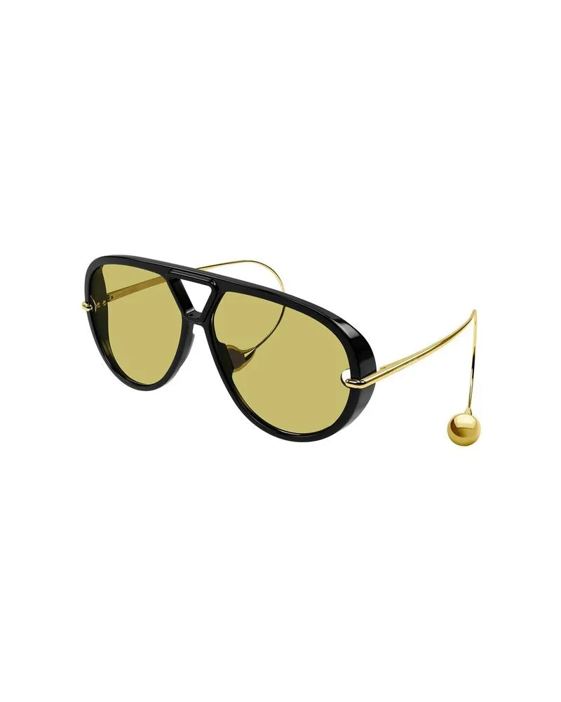 Bottega Veneta Women's Sunglasses Black-Yellow Acetate-Metal Black