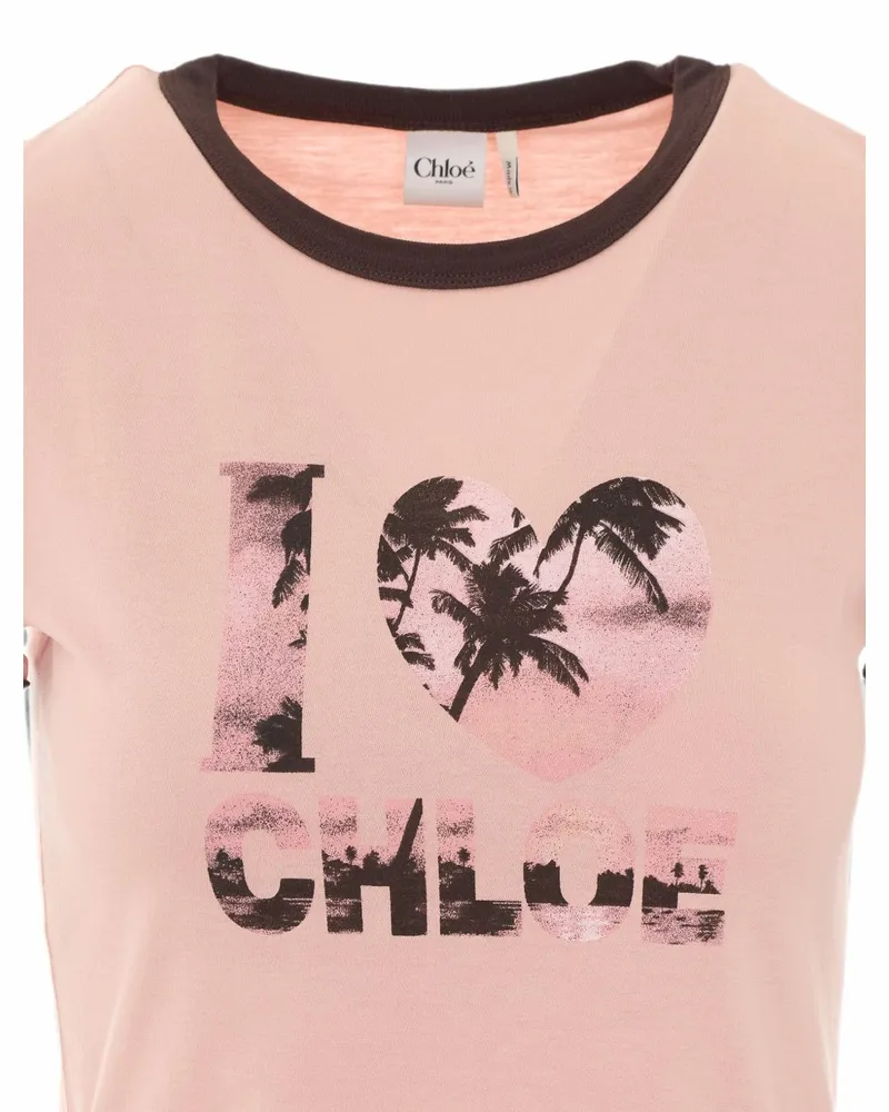 Chloé Graphic Logo Print T-Shirt — Pink Pink