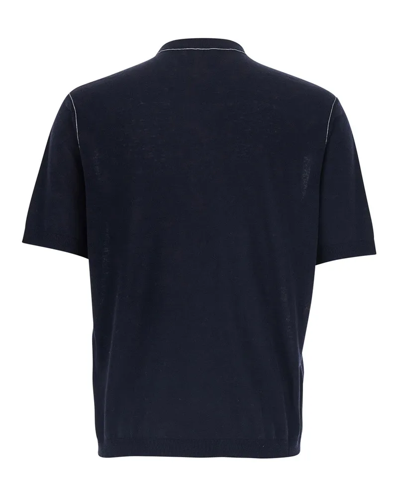 Gucci Men's Sweater Round Neck Blue Wool Tops Top Navy