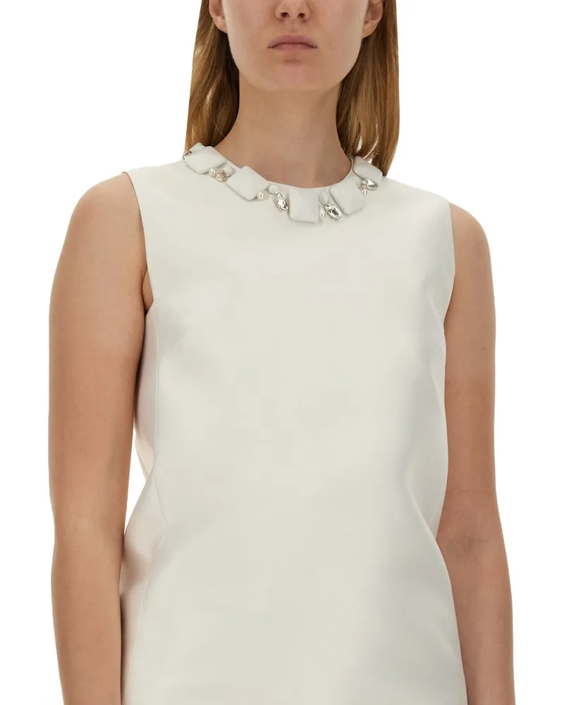 Versace Crystal-Embellished Dress — White White