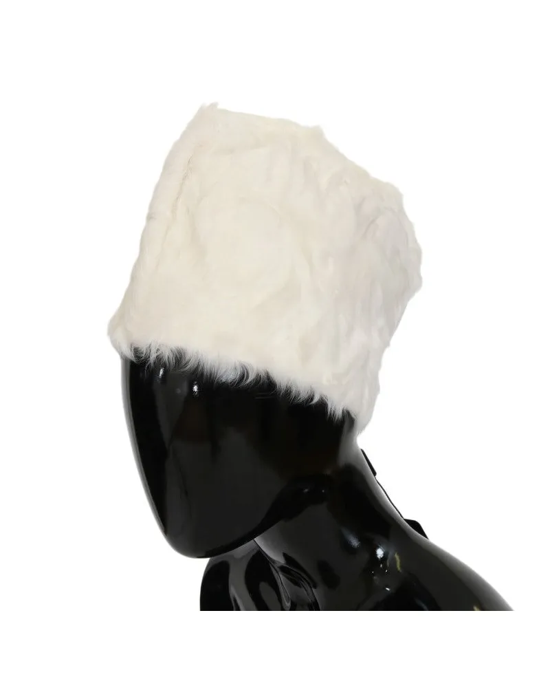 Dolce & Gabbana Women's White Xiangao Lamb Fur Beanie Accessory White