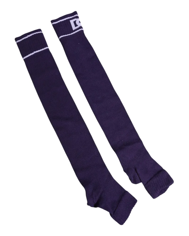 Dolce & Gabbana Men's Purple Cotton Dg Logo Print Open Toe Socks Polyester Elastane Clothing Purple