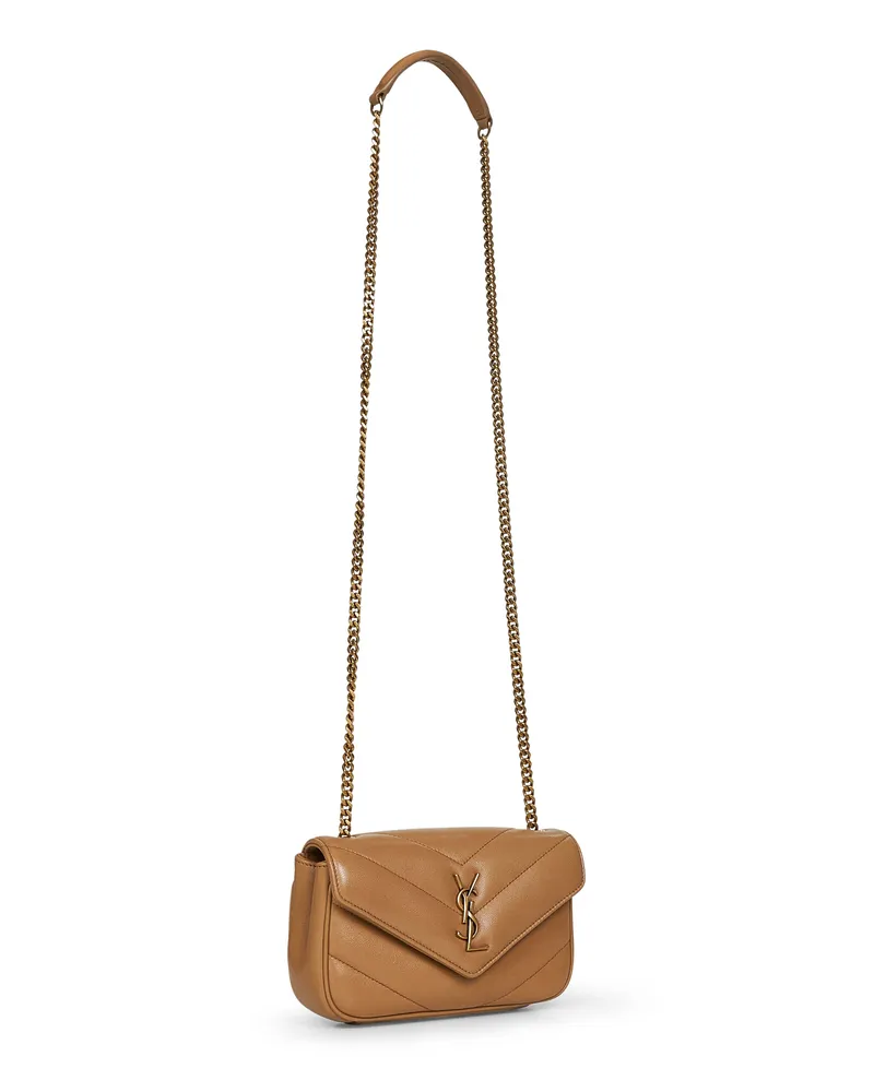 Saint Laurent Women's Crossbody Bag Loulou Mini Beige Calf Leather Beige