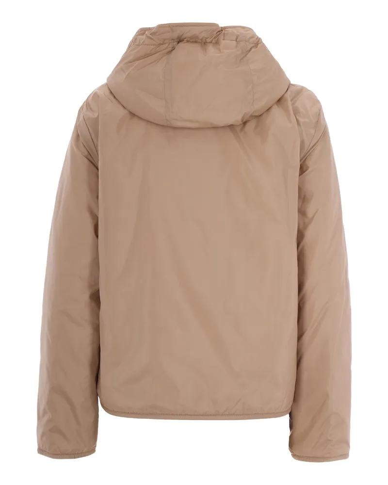 Max Mara Women's Hooded Puffer Jacket Beige Polyester 