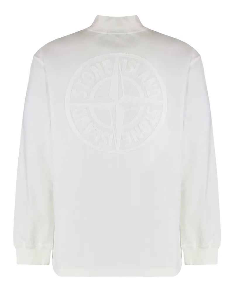 Stone Island Men's Cotton Jersey Oversized T-Shirt With Long Sleeves White T-Shirts And Polos White