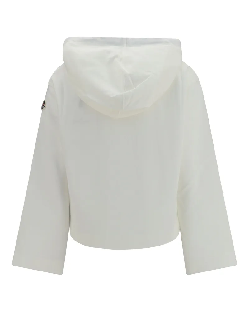 Moncler Women Cotton Blend Hoodie Natural Cotton; Polyamide Sweatshirts Sweater White