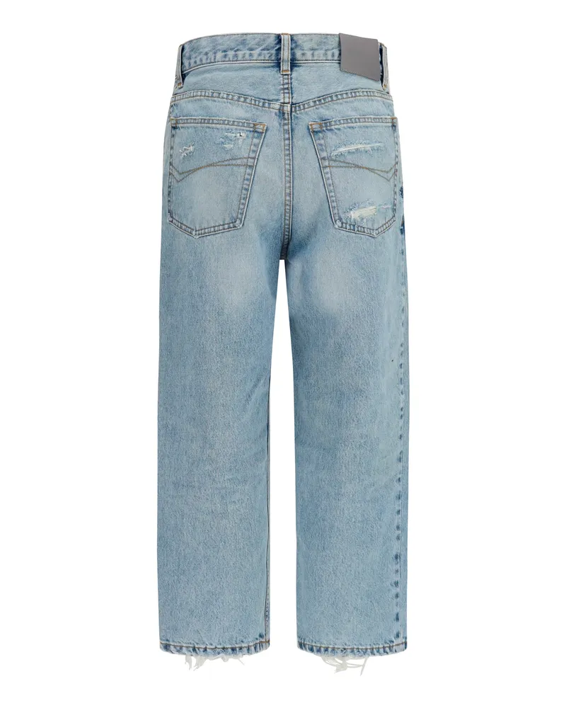 Balenciaga Women's Jackie Capri Pants Bleach Light Bleu Cotton Jean Blue