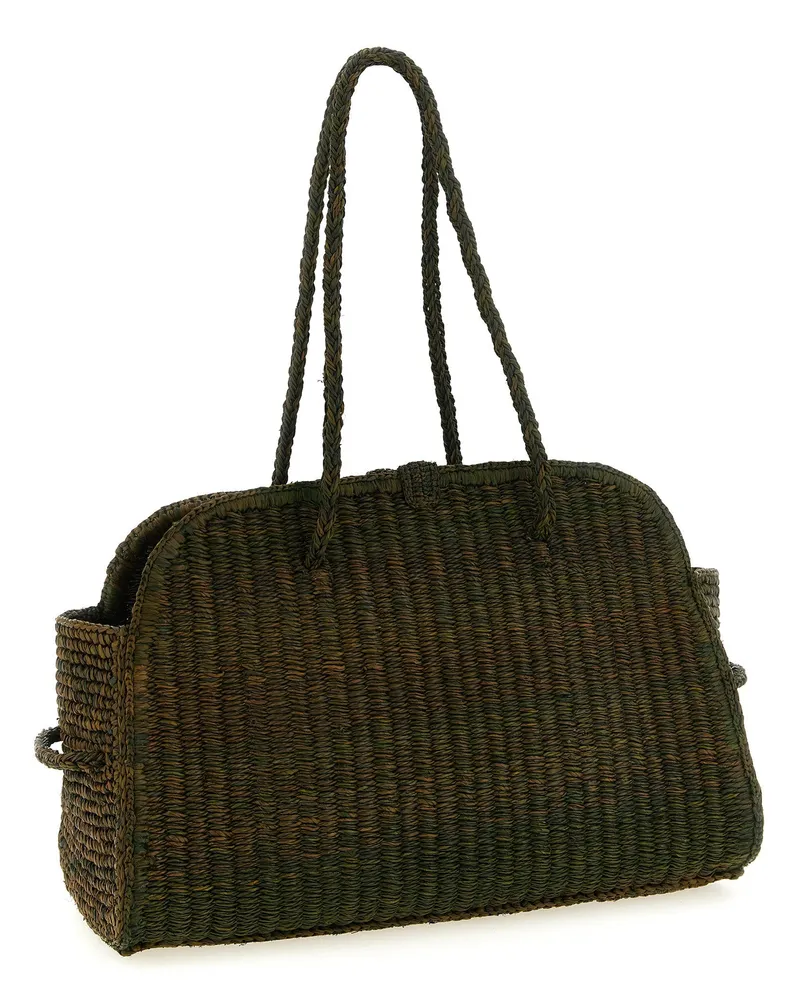 Jacquemus Braided Raffia Tote Bag — Green Green