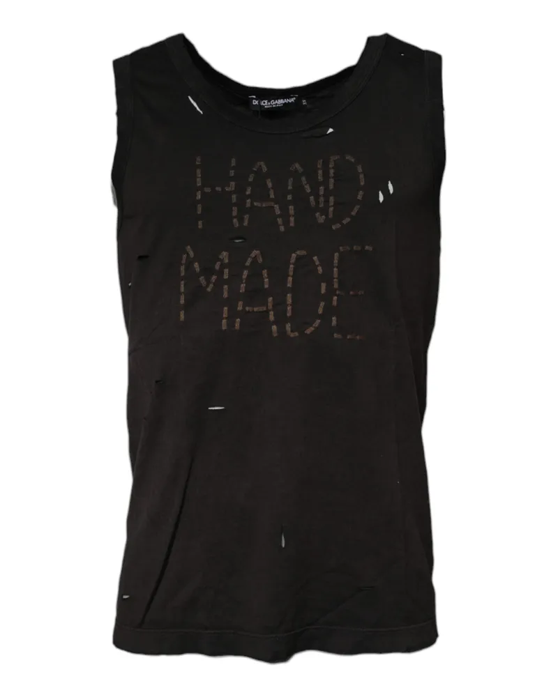 Dolce & Gabbana Men's Black Sleeveless Round Neck Tank T-Shirt Cotton Black