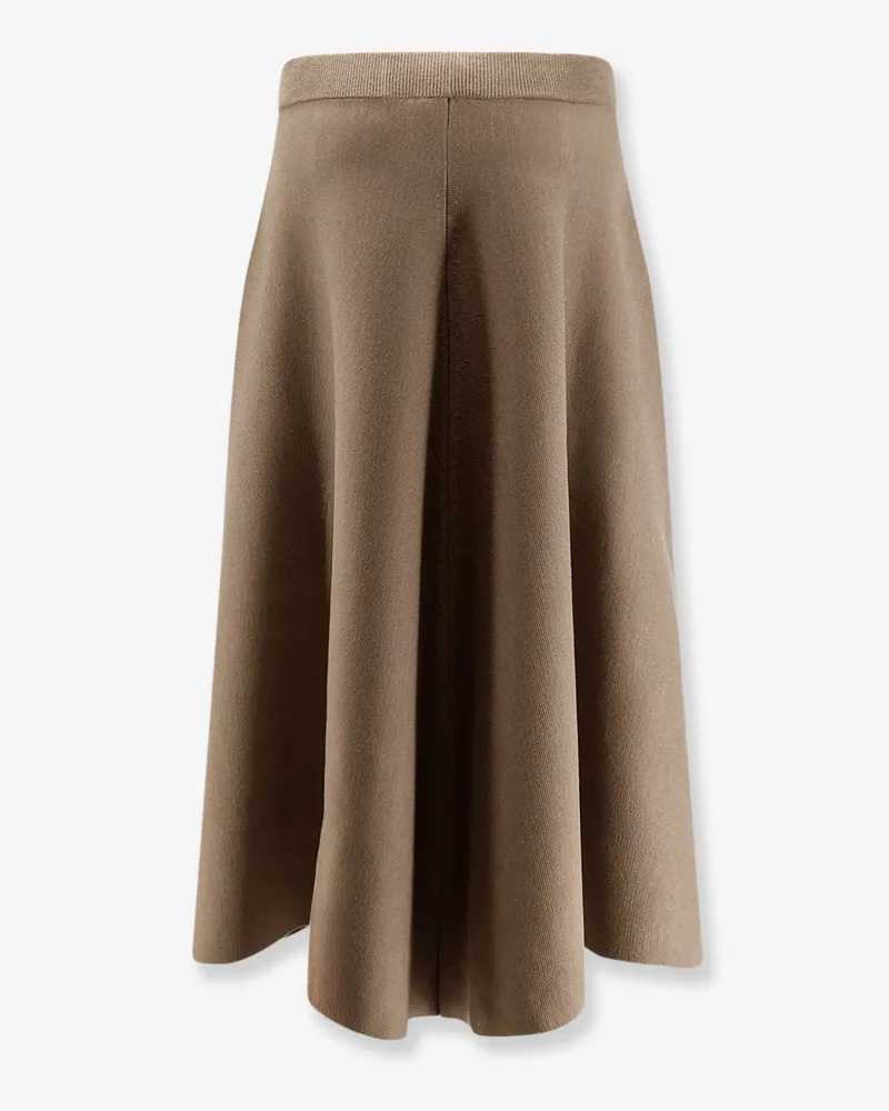 NUDE Women Knitted Long Skirt Brown Virgin Wool Brown
