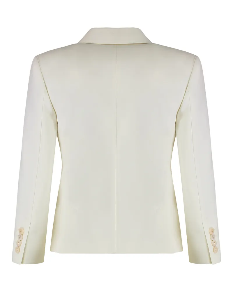 Max Mara Women's Blazer, Cropped Wool, Ivory White Virgin Wool Blazers Jacket White