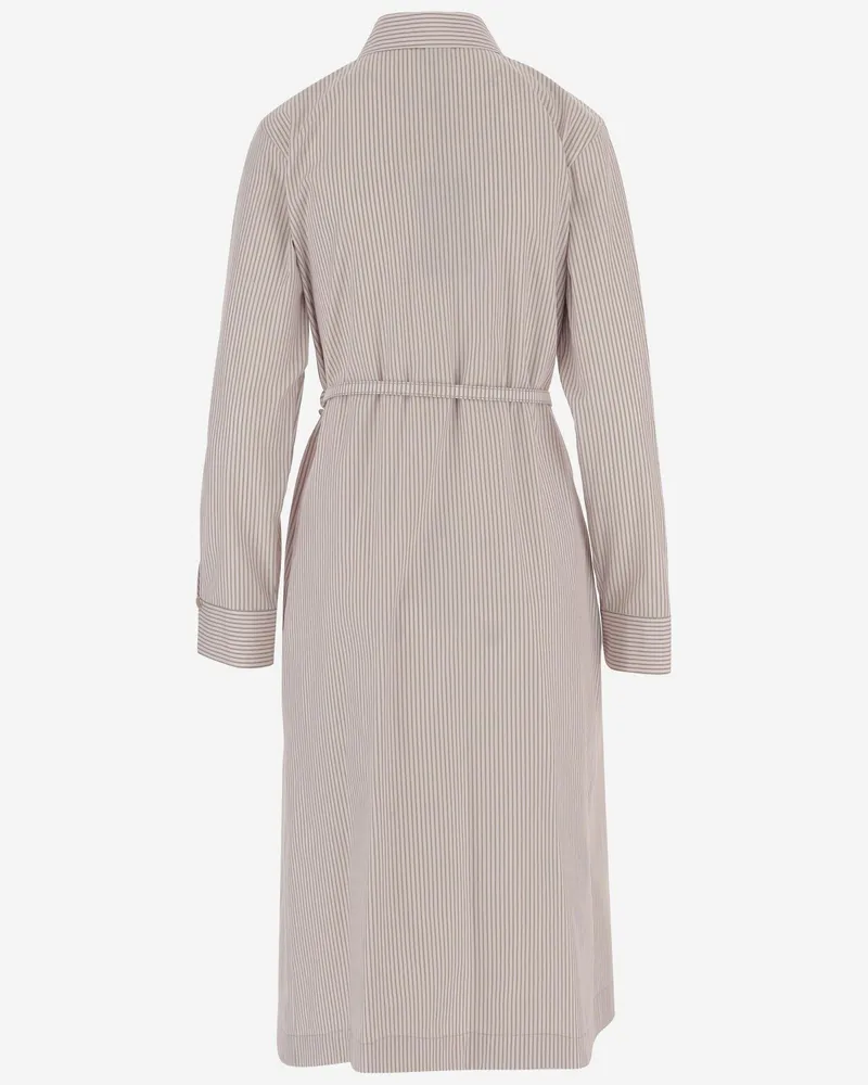 Fendi Women's Cotton Dress With Striped Pattern Beige