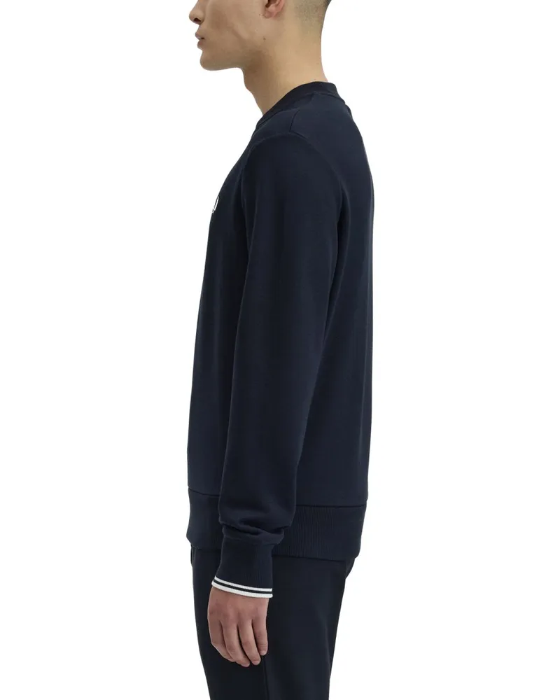 Fred Perry Logo-Embroidered Cotton Sweatshirt — Blue Blue