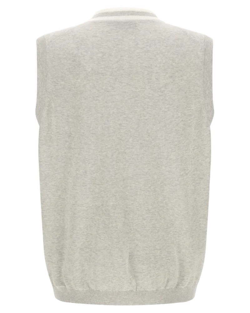 Brunello Cucinelli Men's Gray Cotton Sleeveles Sweater Clothing Gray