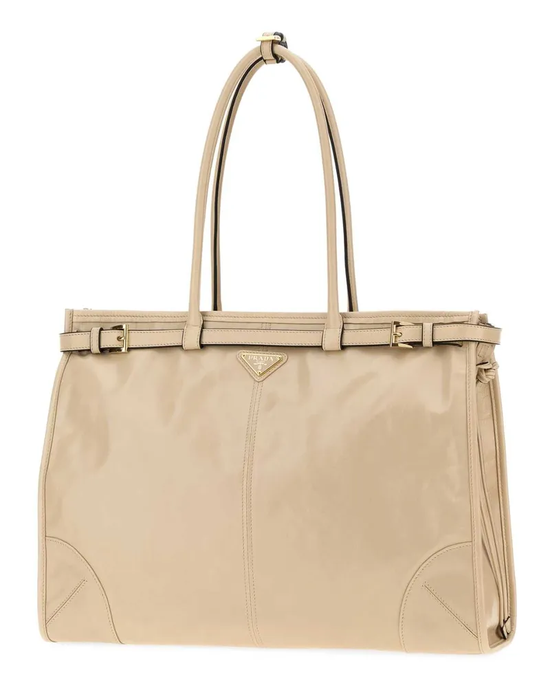 Prada Women's Sand Leather Shoulder Bag Travertino N Borse A Mano Beige