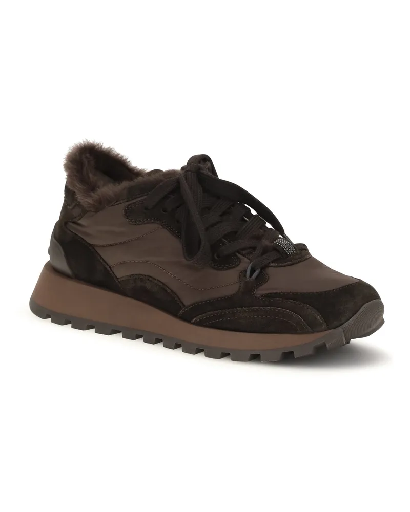 Brunello Cucinelli Women's Calf Leather Sneakers Pepe Trainers Brown