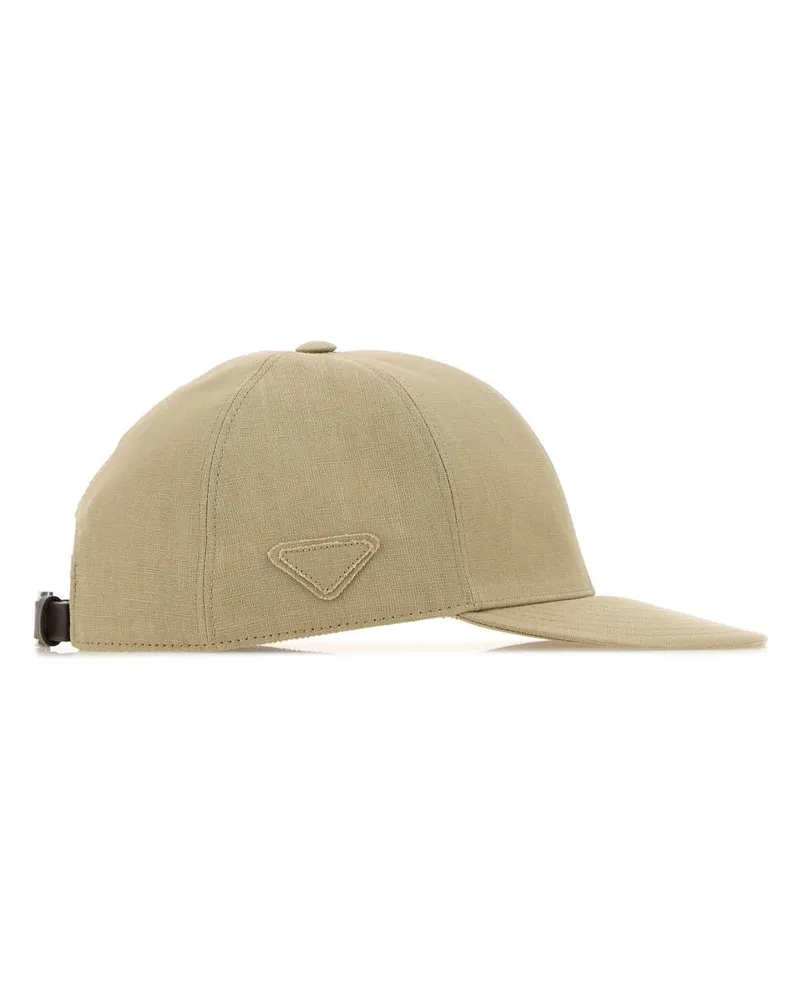 Prada Men's Sand Linen Baseball Cap Sabbia Exterior: Cappelli Hat Beige