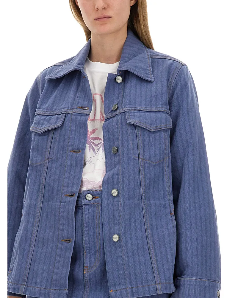 Ganni Organic Cotton Denim Jacket — Blue Blue