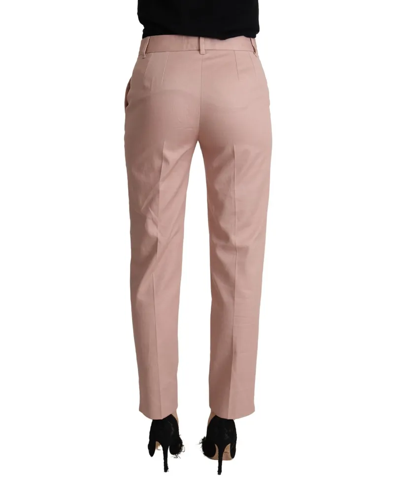 Dolce & Gabbana Women's Pink Cotton Mid Waist Trouser Tapered Pants Elastane Pink