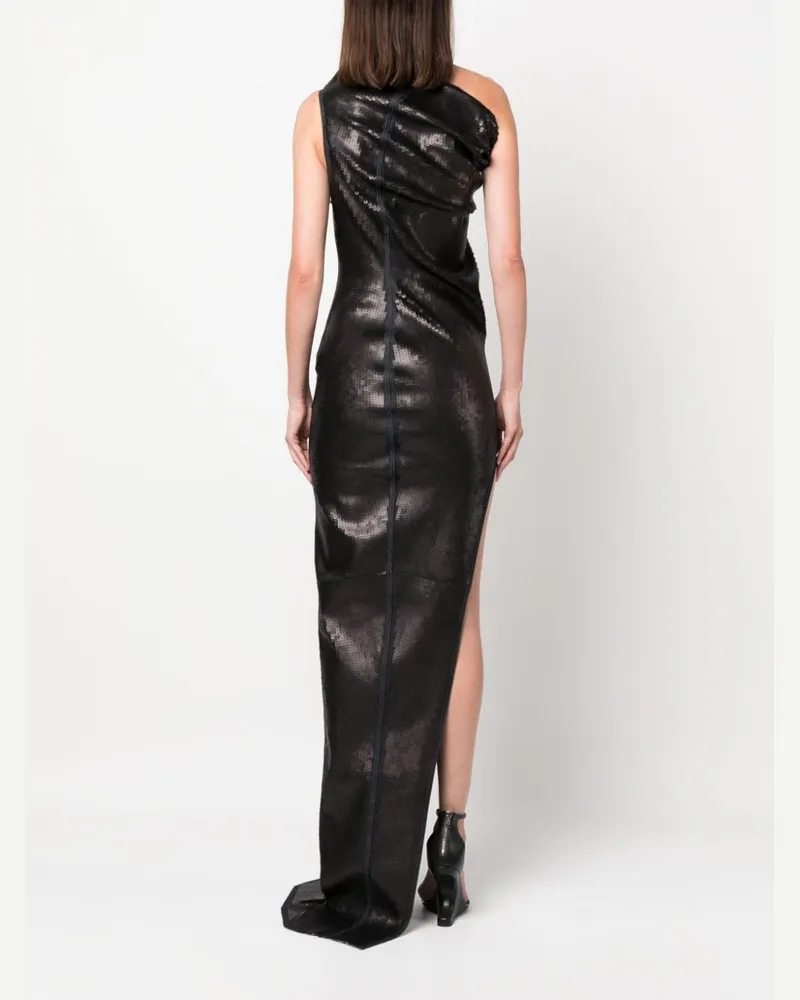 Rick Owens Sequinned Asymmetric-Neck Dress — Black Black