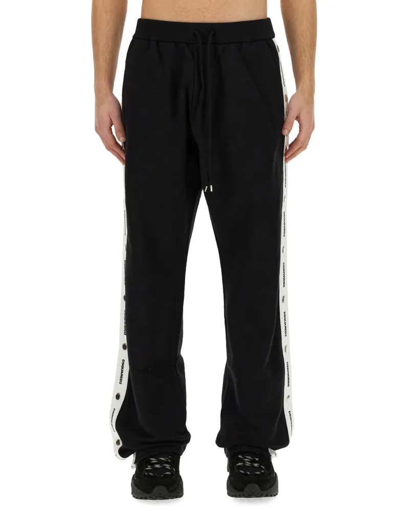 Dsquared2 100% Cotton Jogging Pants — Black Black