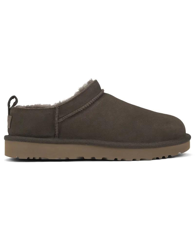 UGG Women's Slip-On Mini Shoes Dense Smoke Leather Slippers Flat Gray