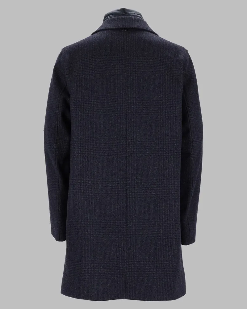 Herno Wool Blend with Bib Front Coat — Blue Blue