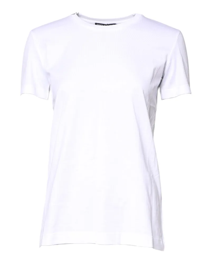 Dolce & Gabbana Women's White Cotton Crew Neck Short Sleeves T-Shirt White