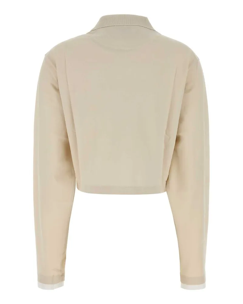 Prada Women's Cotton Piquet Polo Shirt Beige Beige