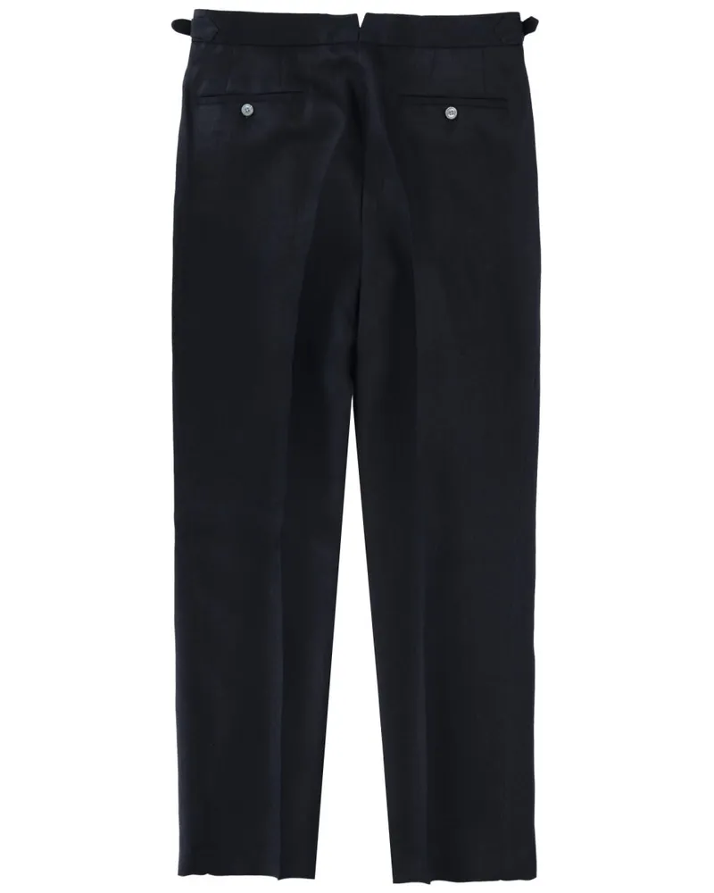 HUGO BOSS Tailored Pleated Linen Trousers — Blue Blue